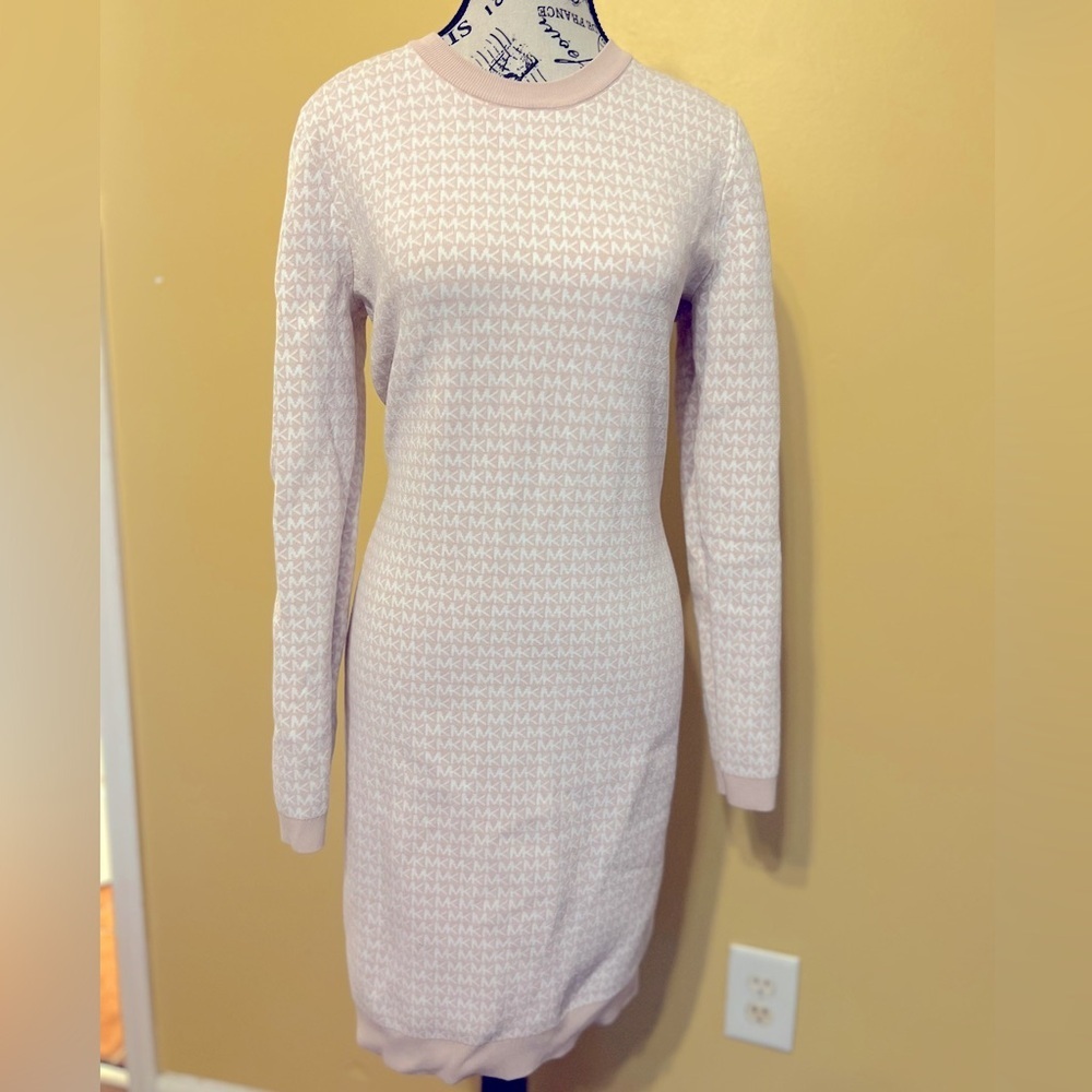Michael kors Elegant Pink Long Sleeve Dress stretch side L - Picture 12 of 14